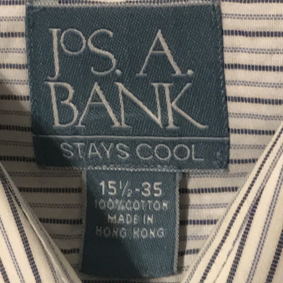 Jos. A. Bank Stays Cool 15 1/2-35 100% Cotton Vintage made in Hong Kong - Picture 2 of 7